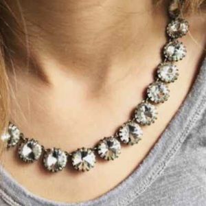 SOLD - J Crew Brass & Crystal Venus Flytrap Necklace